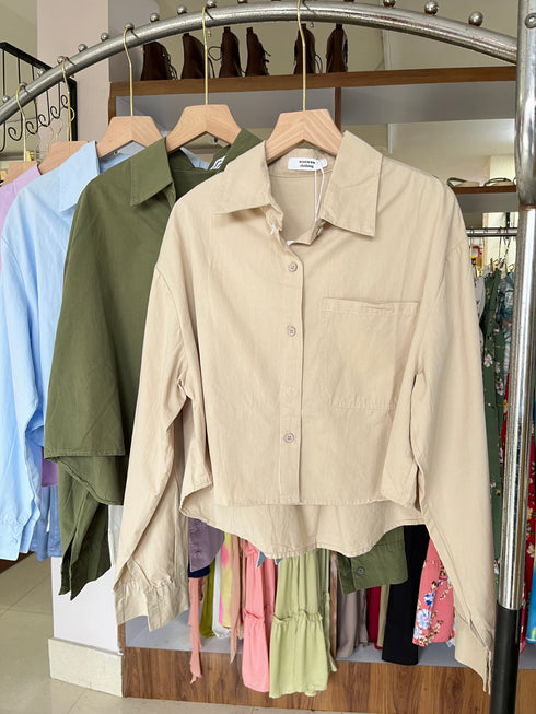 WANWAN Ladies Long Sleeves Crop Shirts